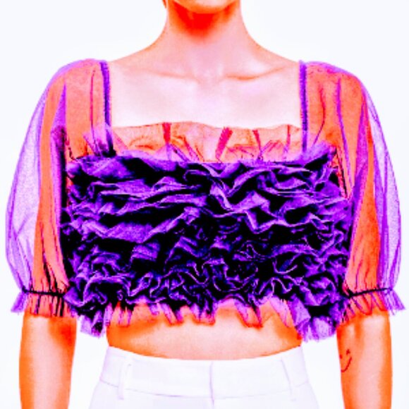 Brand New ENDLESS ROSE ORGANZA RUFFLE CROP TOP - Picture 9 of 9